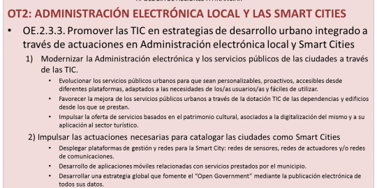 Objetivo Temático 2: Administración Electrónica local y las Smart Cities