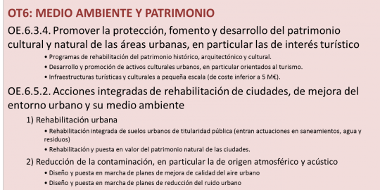 Objetivo Temático 6: Medio Ambiente y Patrimonio